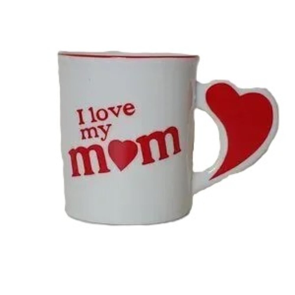 NWT Vintage Mug I Love My Mom Heart‎ Shaped Mount Clemens Pottery Deadstock